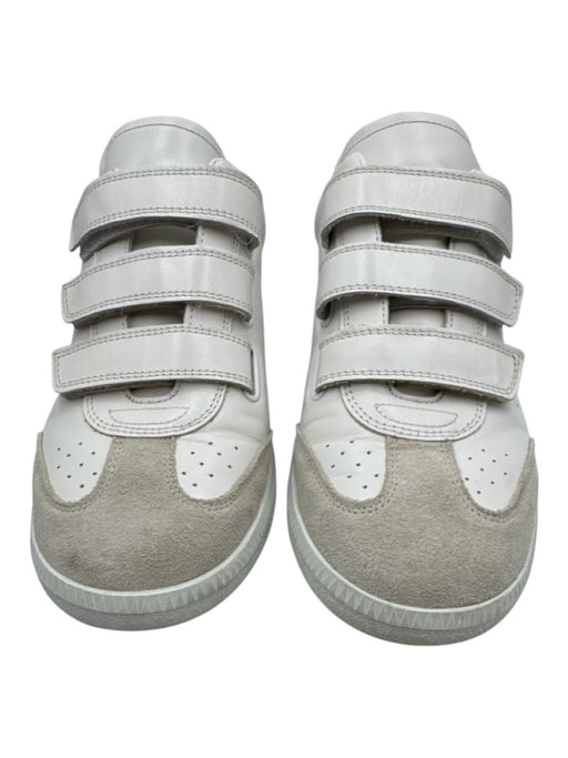 Isabel Marant Shoe Size 39 White & Silver Leather Velcro Strap Metallic Sneakers White & Silver / 39