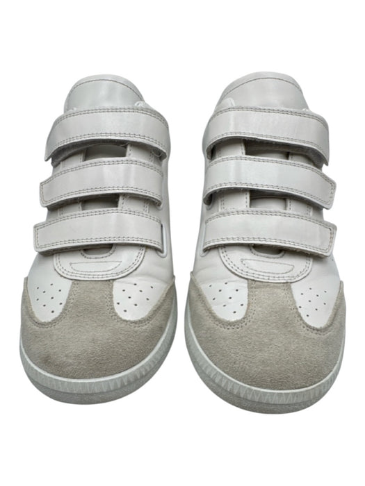 Isabel Marant Shoe Size 39 White & Silver Leather Velcro Strap Metallic Sneakers White & Silver / 39