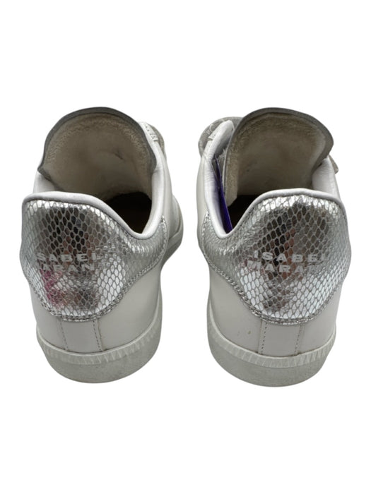 Isabel Marant Shoe Size 39 White & Silver Leather Velcro Strap Metallic Sneakers White & Silver / 39