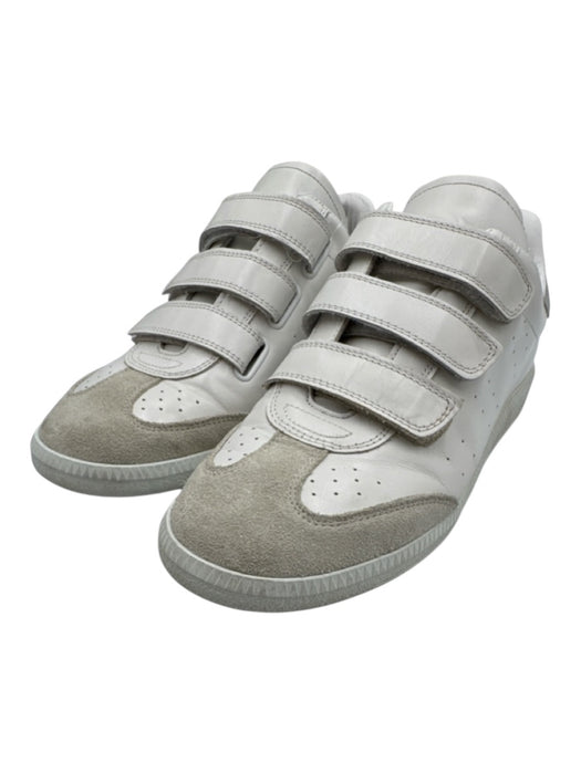 Isabel Marant Shoe Size 39 White & Silver Leather Velcro Strap Metallic Sneakers White & Silver / 39