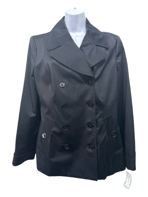 Burberry Size 12 Black Cotton Double Breast Trench Coat Side Pocket Coat Black / 12