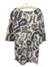 Boden Size 2 Cream & Multi Linen All Over Print 3/4 Sleeve Dress Cream & Multi / 2