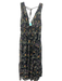 ASTR Size L Black & Multi Polyester Floral Sleeveless V Neck Elastic Waist Dress Black & Multi / L