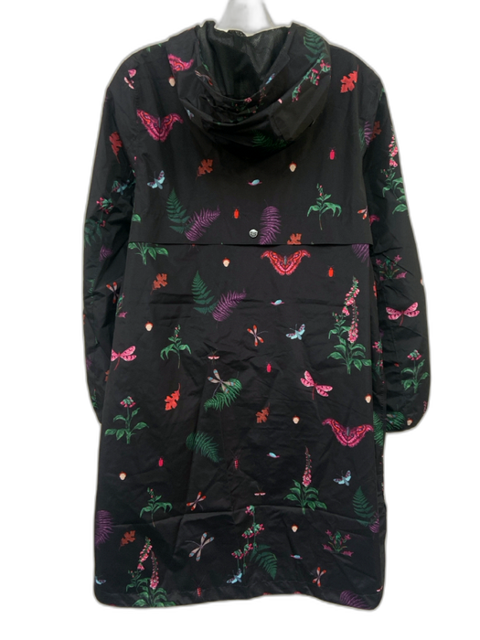 Joules Size 6 Black & Multi Polyester Botanical Snap & Zip Front Hooded Coat Black & Multi / 6