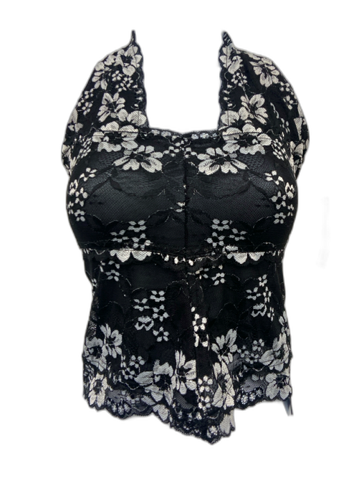 I.AM.GIA Size XS Black & White Nylon Blend Floral Lace One Shoulder Tank Top Black & White / XS