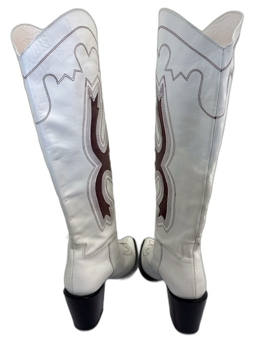 Gvasalia Shoe Size 40 White, Brown & Black Leather Upper Western Cowboy Boots White, Brown & Black / 40