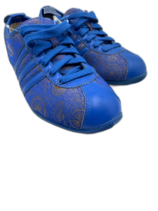 Adidas Shoe Size 5.5 Blue & Gold textile upper Metallic Thread Jacquard Sneakers Blue & Gold / 5.5