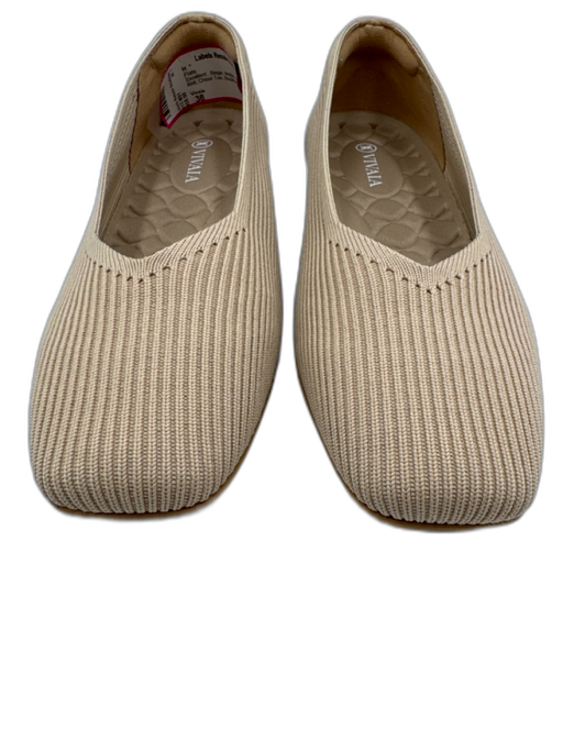Vivaia Shoe Size 38 Beige textile upper Ribbed Knit Chisel Toe Flats Beige / 38