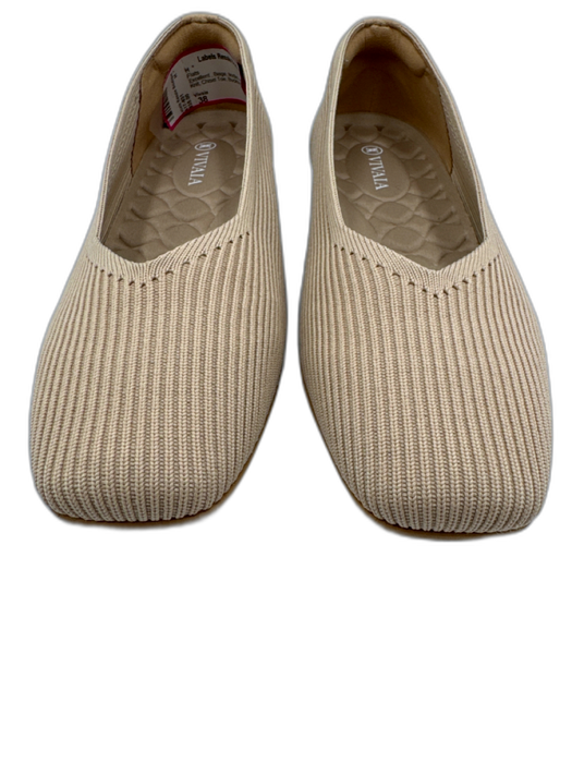 Vivaia Shoe Size 38 Beige textile upper Ribbed Knit Chisel Toe Flats Beige / 38