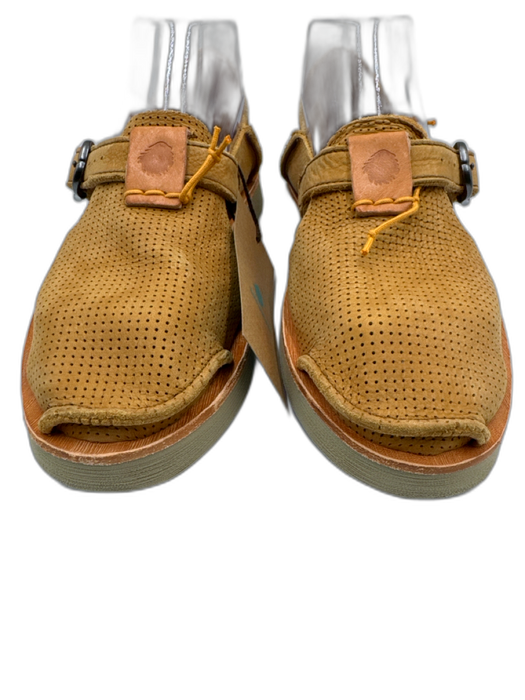 Satorisan Shoe Size 38 Beige Leather Upper Suede Buckle Strap Perforated Flats Beige / 38