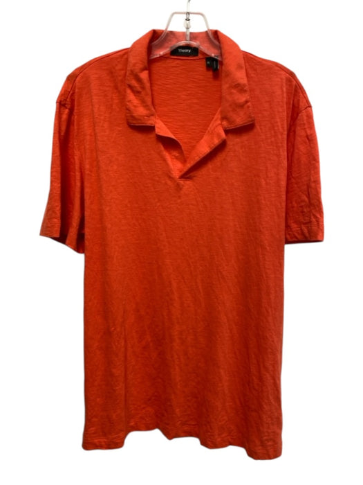 Theory Size XL Red Cotton Solid Polo Men's Short Sleeve Red / XL