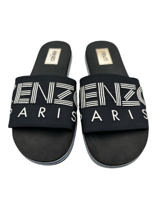 Kenzo Shoe Size 45 Black & White Rubber logo Slide Men's Shoes Black & White / 45
