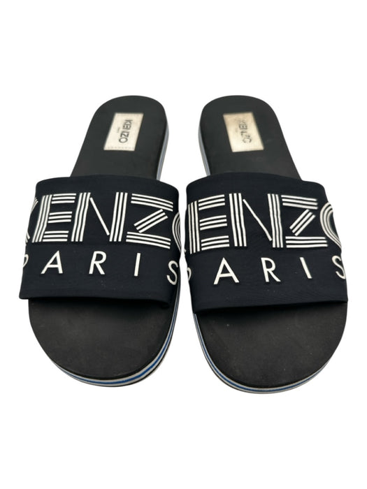 Kenzo Shoe Size 45 Black & White Rubber logo Slide Men's Shoes Black & White / 45