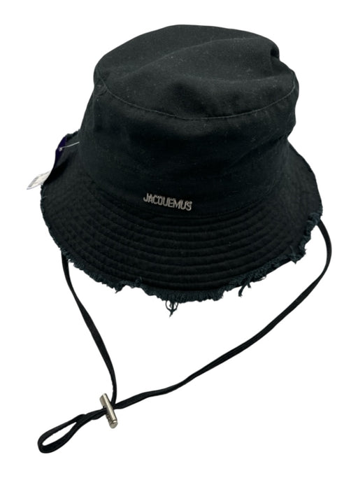 Jaquemus Black Cotton Blend Solid Bucket Men's Hat Black