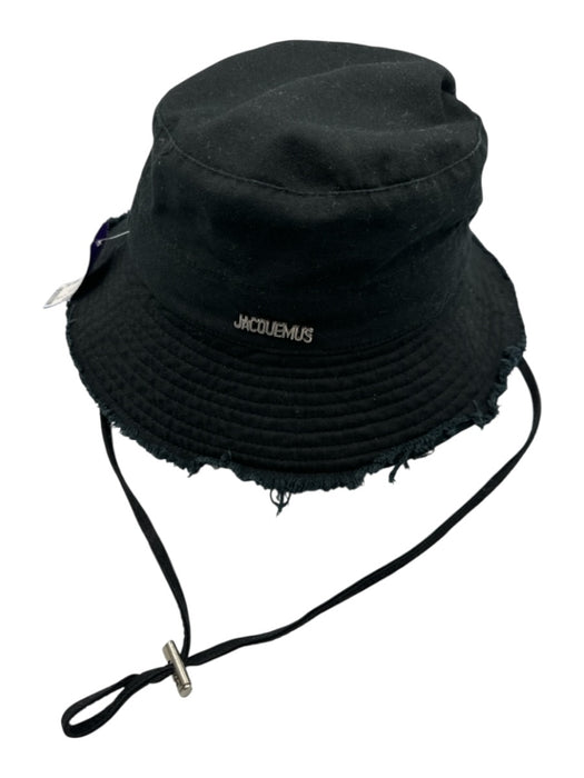 Jaquemus Black Cotton Blend Solid Bucket Men's Hat Black