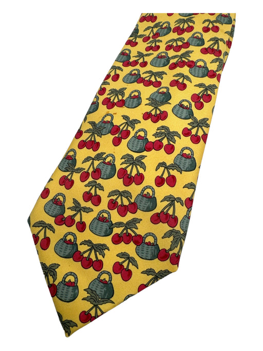 Hermes Yellow & Red Silk Cherry Men's Ties