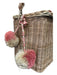 Kayu Beige & Pink Straw Woven Twist Lock Box Bag Beige & Pink / Small