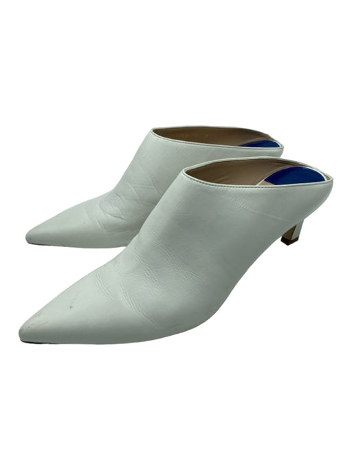 Stuart Weitzman Shoe Size 10 White Leather Pointed Toe Open Heel Mules White / 10