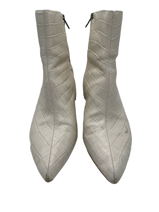 Dolce Vita Shoe Size 9.5 White & Cream Leather Inner Side Zip Block heel Booties White & Cream / 9.5