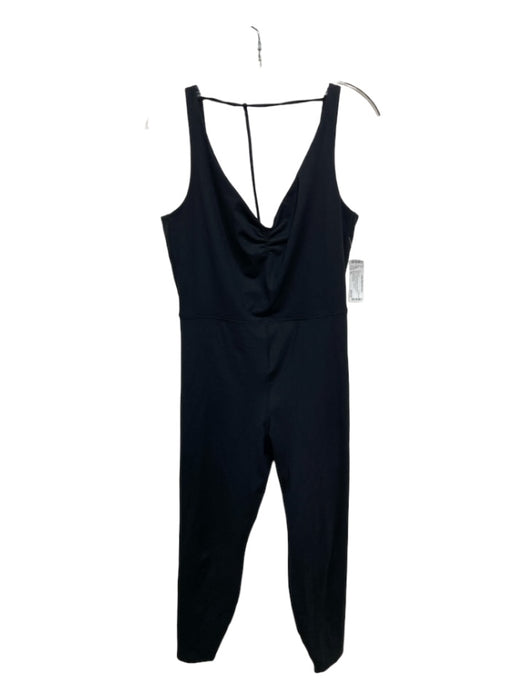 Something Navy Size XL Black Polyester Blend Sleeveless V Neck Bodysuit Black / XL