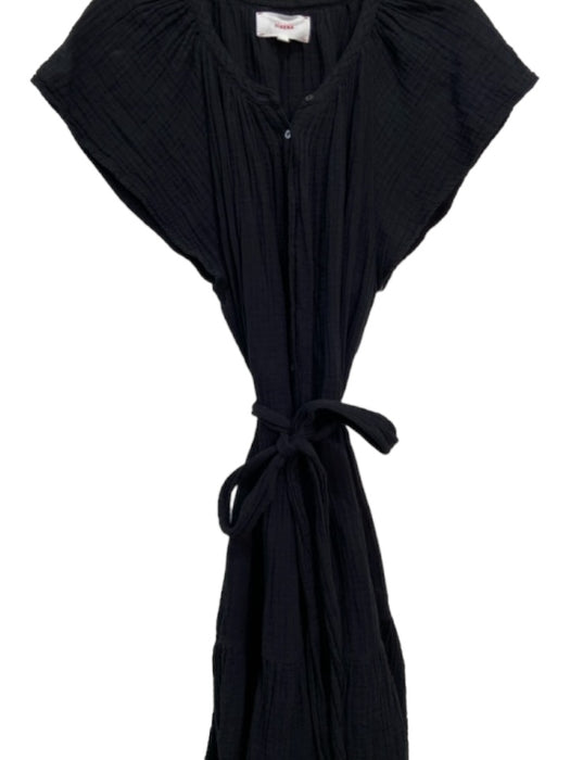 XiRENA Size L Black Cotton round split neck Cap Sleeve Shift Belt Inc Dress Black / L