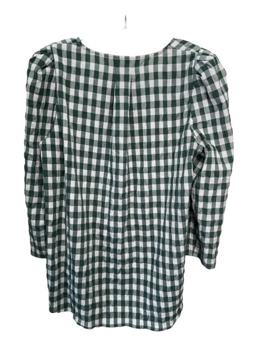 Tuckernuck Size L Green & White Polyester Blend Checkered Round Neck Top Green & White / L