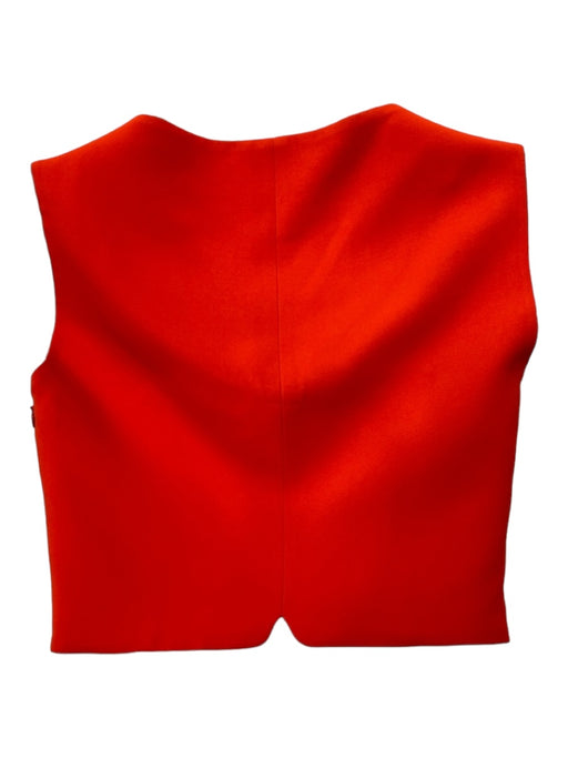 Versace Size 12 Red Orange Viscose Blend Sleeveless Darted Cropped Side Zip Top Red Orange / 12