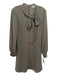 Tibi Size 6 Army Green Triacetate Blend Long Sleeve V Neck Darted Tie Neck Dress Army Green / 6