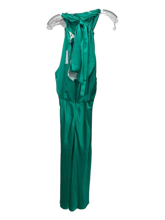 Saloni Size 8 Emerald Green Silk Sleeveless Tie Neck Pleated Midi Dress Emerald Green / 8