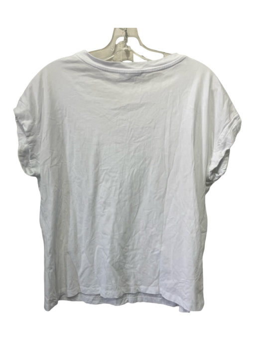 All Saints Size M/L White & Silver Cotton Ball Chain Round Neck Cap Sleeve Top White & Silver / M/L