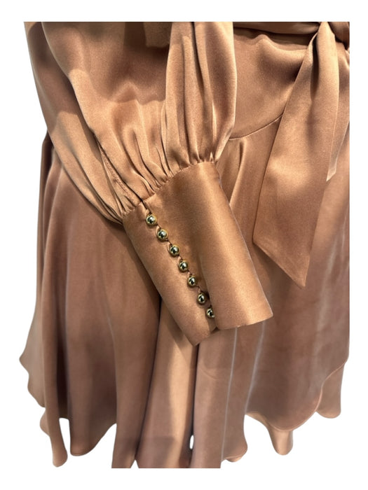 Zimmerman Size 3 Rust Brown Silk Long Balloon Sleeve Gathered Shoulder Dress Rust Brown / 3