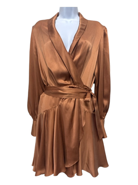 Zimmerman Size 3 Rust Brown Silk Long Balloon Sleeve Gathered Shoulder Dress Rust Brown / 3