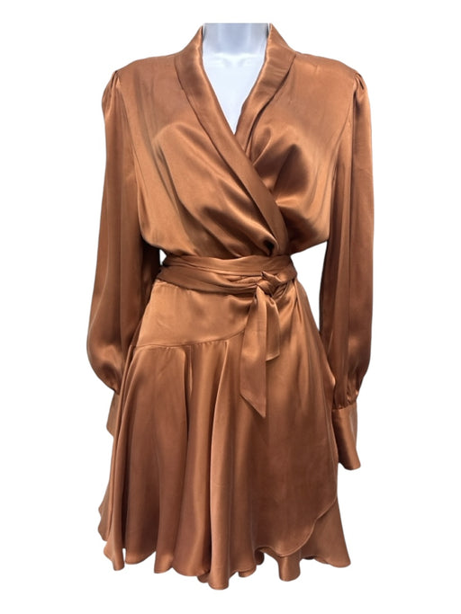 Zimmerman Size 3 Rust Brown Silk Long Balloon Sleeve Gathered Shoulder Dress Rust Brown / 3