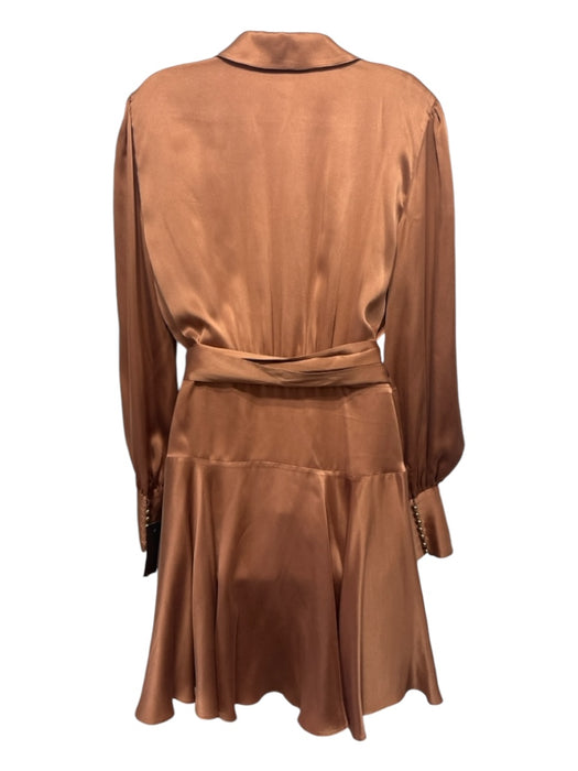 Zimmerman Size 3 Rust Brown Silk Long Balloon Sleeve Gathered Shoulder Dress Rust Brown / 3