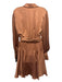 Zimmerman Size 3 Rust Brown Silk Long Balloon Sleeve Gathered Shoulder Dress Rust Brown / 3