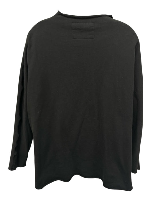 Frank & Eileen Size XL Black Cotton Raw Edge Long Sleeve Sweatshirt Sweater Black / XL