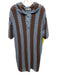 Zara Size L Blue & Brown Cotton Crochet Buttons Short Sleeve Knee length Dress Blue & Brown / L