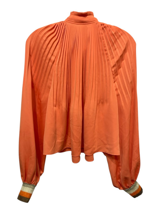 Tibi Size Est S Orange Polyester Long Sleeve Pleats Split Neck High Neck Top Orange / Est S