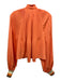 Tibi Size Est S Orange Polyester Long Sleeve Pleats Split Neck High Neck Top Orange / Est S
