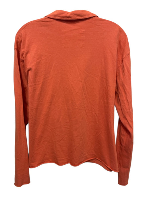 Frank & Eileen Size S Orange Cotton Split Neck Long Sleeve Collar Top Orange / S