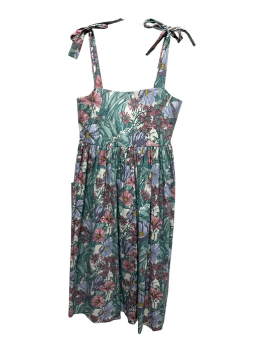 Tory Burch Size M White, Green & Pink Cotton & Nylon floral print Dress White, Green & Pink / M