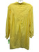 XiRENA Size L Yellow Cotton Long Sleeve Button Front no Collar Shift Dress Yellow / L