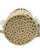 Beige, Blue & White Palm Straw Woven Hinge Open Bucket Shoulder Bag Beige, Blue & White