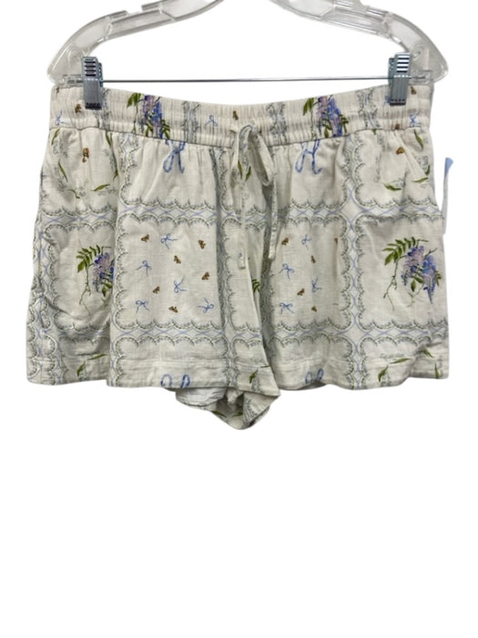 Hill House Size L White, Blue, Green Viscose & Linen Short Sleeve Short Set White, Blue, Green / L