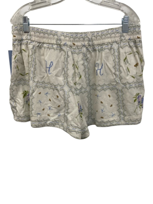 Hill House Size L White, Blue, Green Viscose & Linen Short Sleeve Short Set White, Blue, Green / L