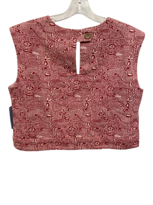 Julia Amory Size L Red & White Cotton Blend Sleeveless Abstract Print Short Set Red & White / L