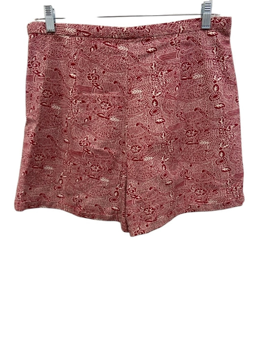 Julia Amory Size L Red & White Cotton Blend Sleeveless Abstract Print Short Set Red & White / L