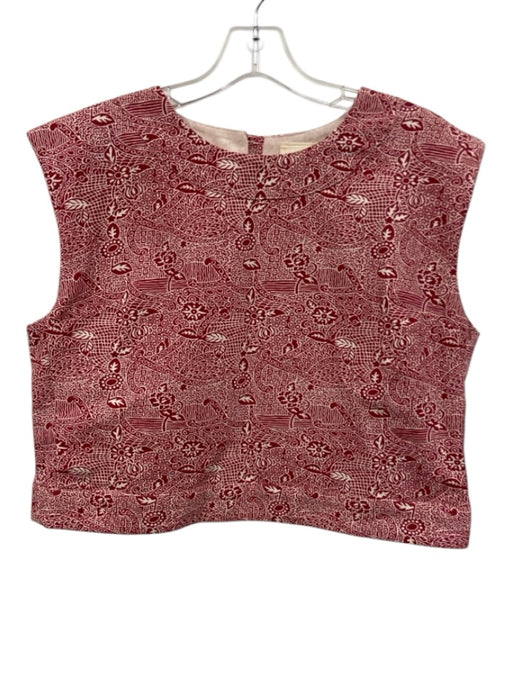 Julia Amory Size L Red & White Cotton Blend Sleeveless Abstract Print Short Set Red & White / L