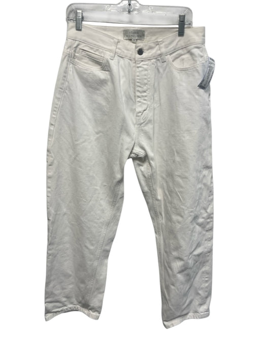 Studio Nicholson Size 3/L White Cotton Denim Zip Fly High Rise Barrel Leg Jeans White / 3/L