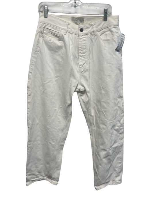 Studio Nicholson Size 3/L White Cotton Denim Zip Fly High Rise Barrel Leg Jeans White / 3/L
